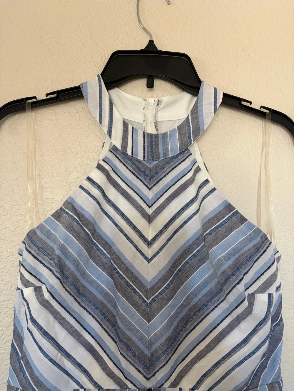 Striped Halter Romper in Blue and White - Picture 5 of 10